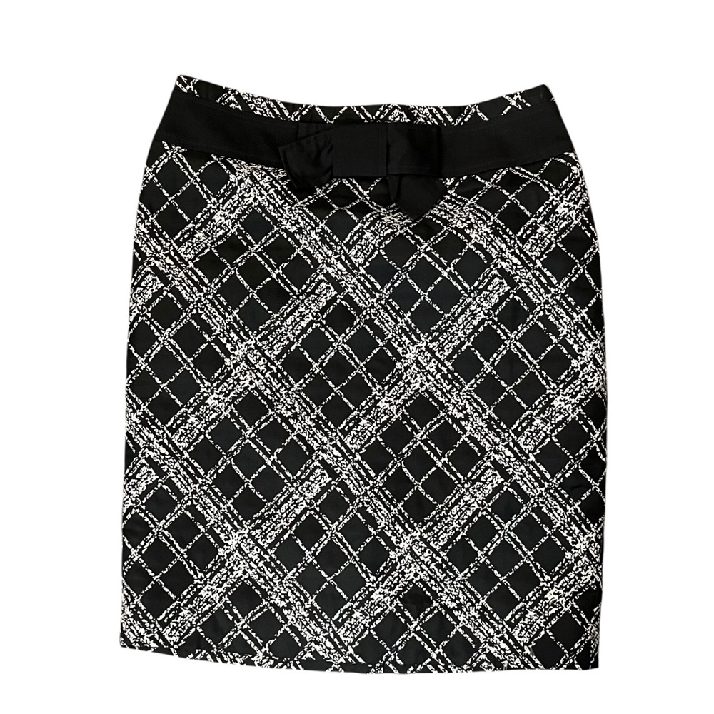 The Limited Pencil Skirt Bow Waist Plaid Colorblock Black Brown Beige 2